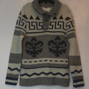Pelo 80s  knit sweater for men in grey and pastel multi colour size 50/Large